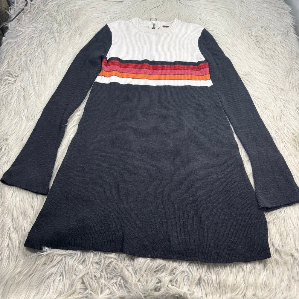 Free People Women's XS Colorblock Sweater Dress Mini Retro 90's Sporty